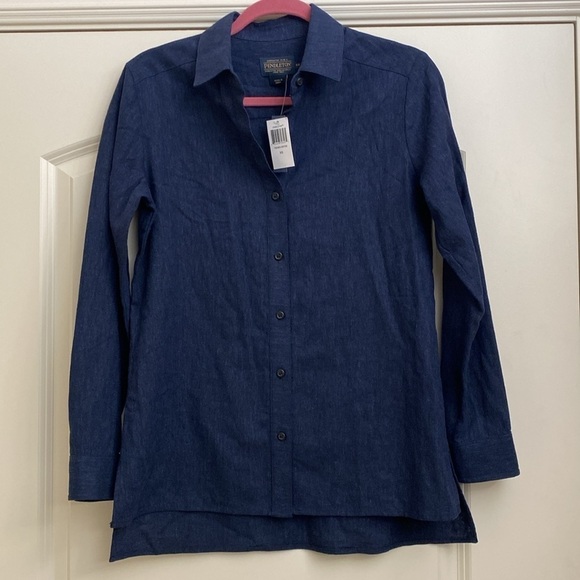 Pendleton Tops - NWT Pendleton linen blend Shirt blouse Womens Navy Coastal grandma Preppy XS